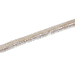 1/2 Inch Pearly Rhinestone Metallic Cording On Braided Trim