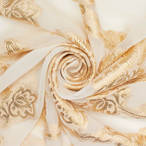 Leafy Vine Metallic Embroidered Chiffon