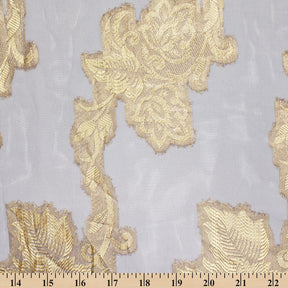 Leafy Vine Metallic Embroidered Chiffon