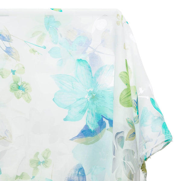 Leafy Flower Extra Wide Burnout Polyester Rayon Jacquard On Voile