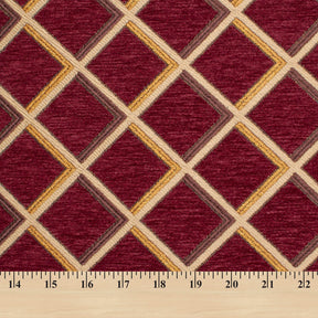 Geometric Grid Metallic Chenille Upholstery Jacquard