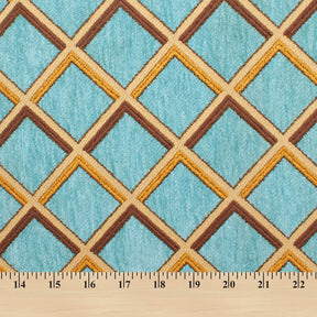 Geometric Grid Metallic Chenille Upholstery Jacquard