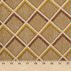 Geometric Grid Metallic Chenille Upholstery Jacquard