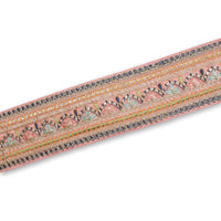 2.5 Inch Multicolored Floral Metallic Embroidered Plain Woven Corded Trim