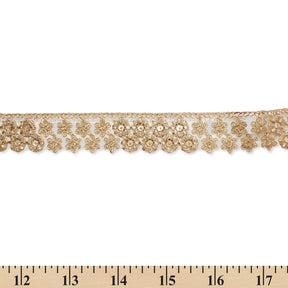 1.25 Inch Floral Corded Sequin Woven Mesh Trim