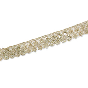 1.25 Inch Floral Corded Sequin Woven Mesh Trim