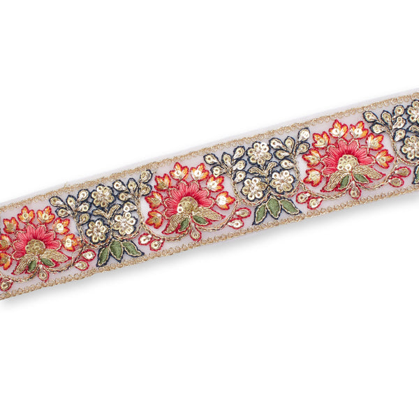 Bloom Sequin Metallic Corded Embroidery Mesh Trim