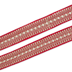 1.5 Inch Floral Petal Corded Two Tone Woven Trim