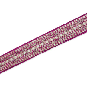 1.5 Inch Floral Petal Corded Two Tone Woven Trim