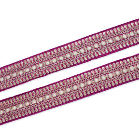 1.5 Inch Floral Petal Corded Two Tone Woven Trim