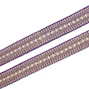 1.5 Inch Floral Petal Corded Two Tone Woven Trim