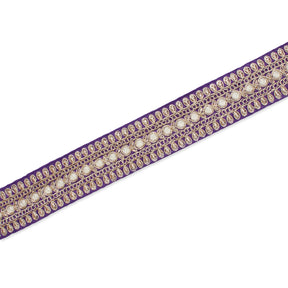 1.5 Inch Floral Petal Corded Two Tone Woven Trim