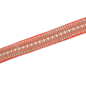 1.5 Inch Floral Petal Corded Two Tone Woven Trim