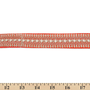 1.5 Inch Floral Petal Corded Two Tone Woven Trim