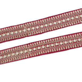 1.5 Inch Floral Petal Corded Two Tone Woven Trim