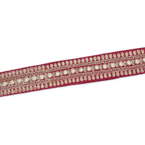 1.5 Inch Floral Petal Corded Two Tone Woven Trim