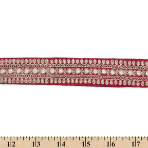 1.5 Inch Floral Petal Corded Two Tone Woven Trim