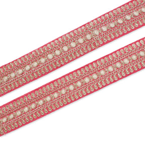 1.5 Inch Floral Petal Corded Two Tone Woven Trim