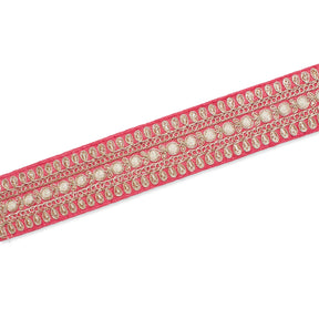 1.5 Inch Floral Petal Corded Two Tone Woven Trim