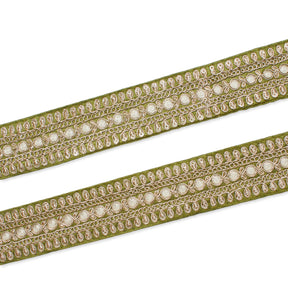 1.5 Inch Floral Petal Corded Two Tone Woven Trim