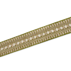 1.5 Inch Floral Petal Corded Two Tone Woven Trim