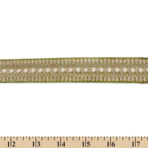 1.5 Inch Floral Petal Corded Two Tone Woven Trim