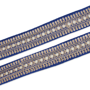 1.5 Inch Floral Petal Corded Two Tone Woven Trim