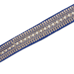 1.5 Inch Floral Petal Corded Two Tone Woven Trim