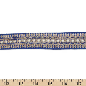 1.5 Inch Floral Petal Corded Two Tone Woven Trim