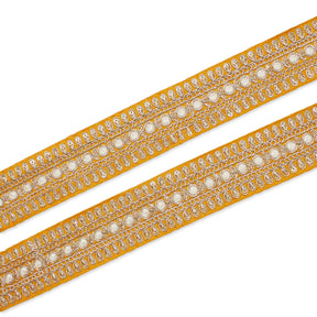 1.5 Inch Floral Petal Corded Two Tone Woven Trim