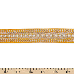 1.5 Inch Floral Petal Corded Two Tone Woven Trim