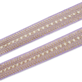 1.5 Inch Floral Petal Corded Two Tone Woven Trim