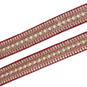 1.5 Inch Floral Petal Corded Two Tone Woven Trim