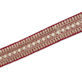 1.5 Inch Floral Petal Corded Two Tone Woven Trim