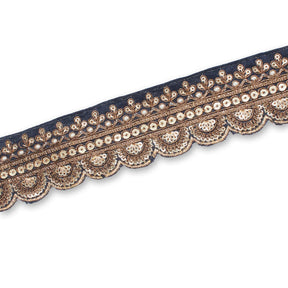 2 Inch Regal Gold Metallic Sequined Cording On Plain Woven Trim