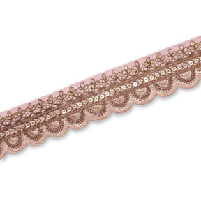 2 Inch Regal Gold Metallic Sequined Cording On Plain Woven Trim