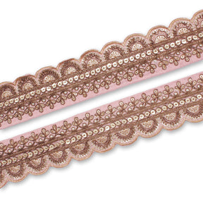 2 Inch Regal Gold Metallic Sequined Cording On Plain Woven Trim