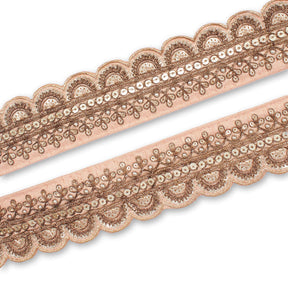 2 Inch Regal Gold Metallic Sequined Cording On Plain Woven Trim