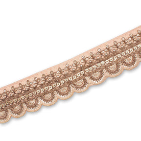 2 Inch Regal Gold Metallic Sequined Cording On Plain Woven Trim