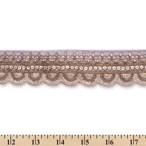 2 Inch Regal Gold Metallic Sequined Cording On Plain Woven Trim