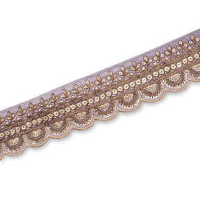 2 Inch Regal Gold Metallic Sequined Cording On Plain Woven Trim