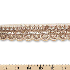 2 Inch Regal Gold Metallic Sequined Cording On Plain Woven Trim