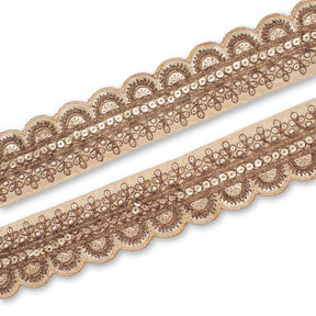 2 Inch Regal Gold Metallic Sequined Cording On Plain Woven Trim