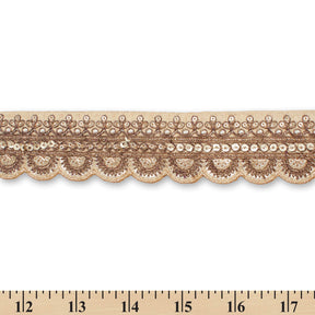 2 Inch Regal Gold Metallic Sequined Cording On Plain Woven Trim