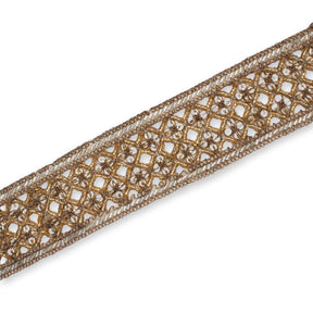 2.5 Inch Geometric Beaded Sequin Corded Eyelet Lace Trim