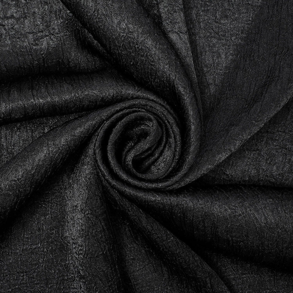 Shiny Shimmer Crinkle Satin Fabric SV581470 Black 1