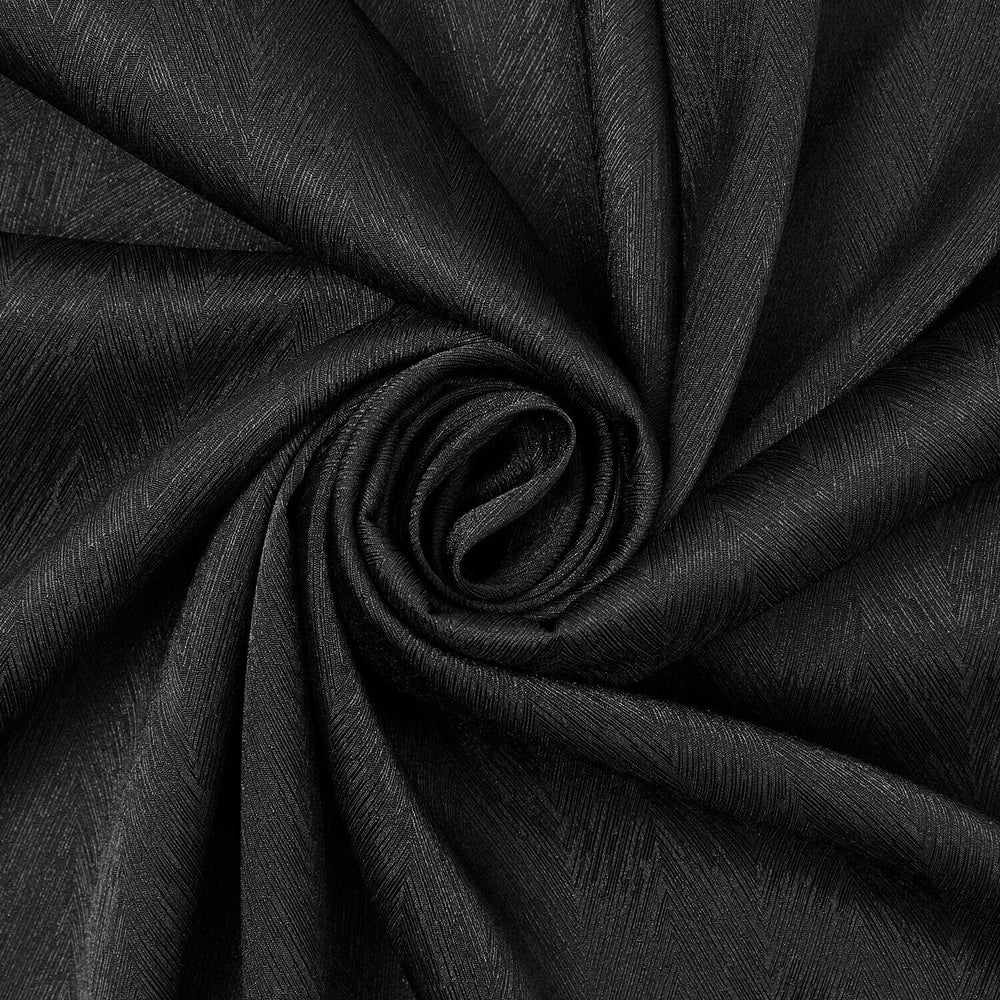 Striped Herringbone Stretch Jacquard Satin Fabric SV581613 Black A2