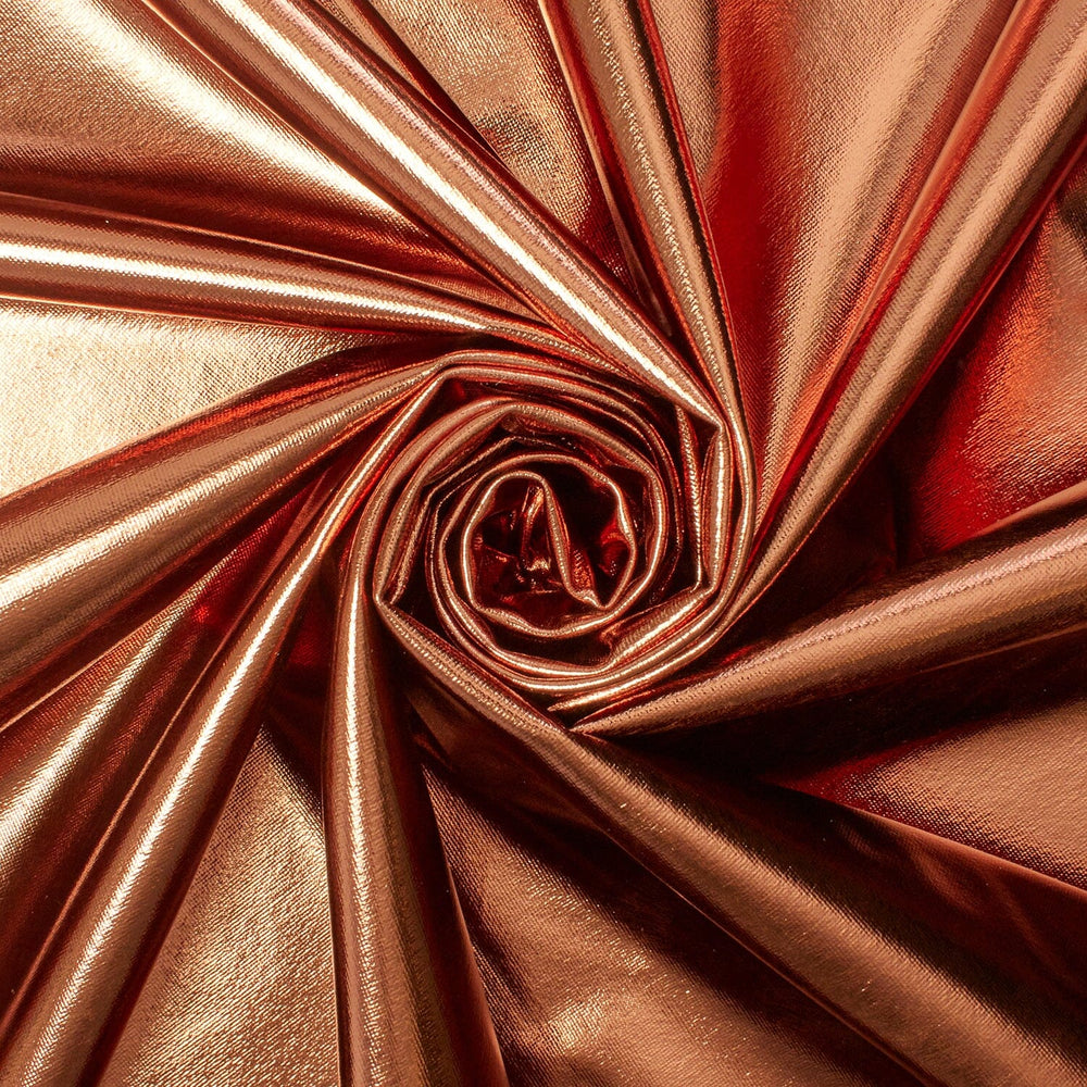 Metallic Stretch Foil Lame On Interlock Knit Fabric SV581659 Antique Gold 1