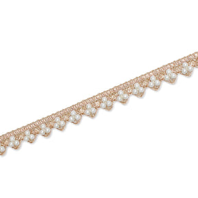 1/2 Inch Metallic Ribbon & Cording On Pearly Beaded Fabric Trim SV581883-HP Champagne / White Image A3