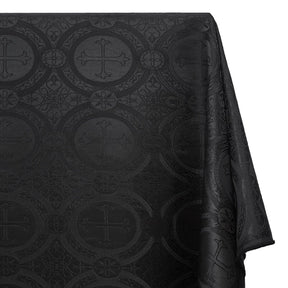 Liturgical Church Ecclesiastical Satin Jacquard Brocade Fabric SV581958 Black A1